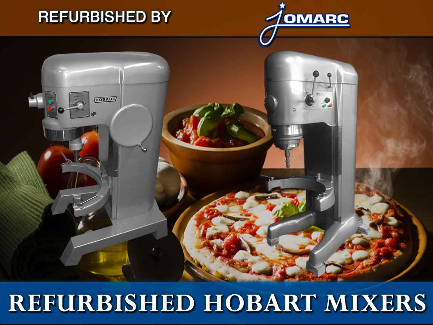 Save thousands by buying a refurbished mixer by Jomarc. Jomarc refurbishes used Hobart mixers to original factory finish. They are guaranteed and in pristine condition. We will ship to US, Canada, Quebec & France. Freight Shipping Rates added to price. Click here for more information 
