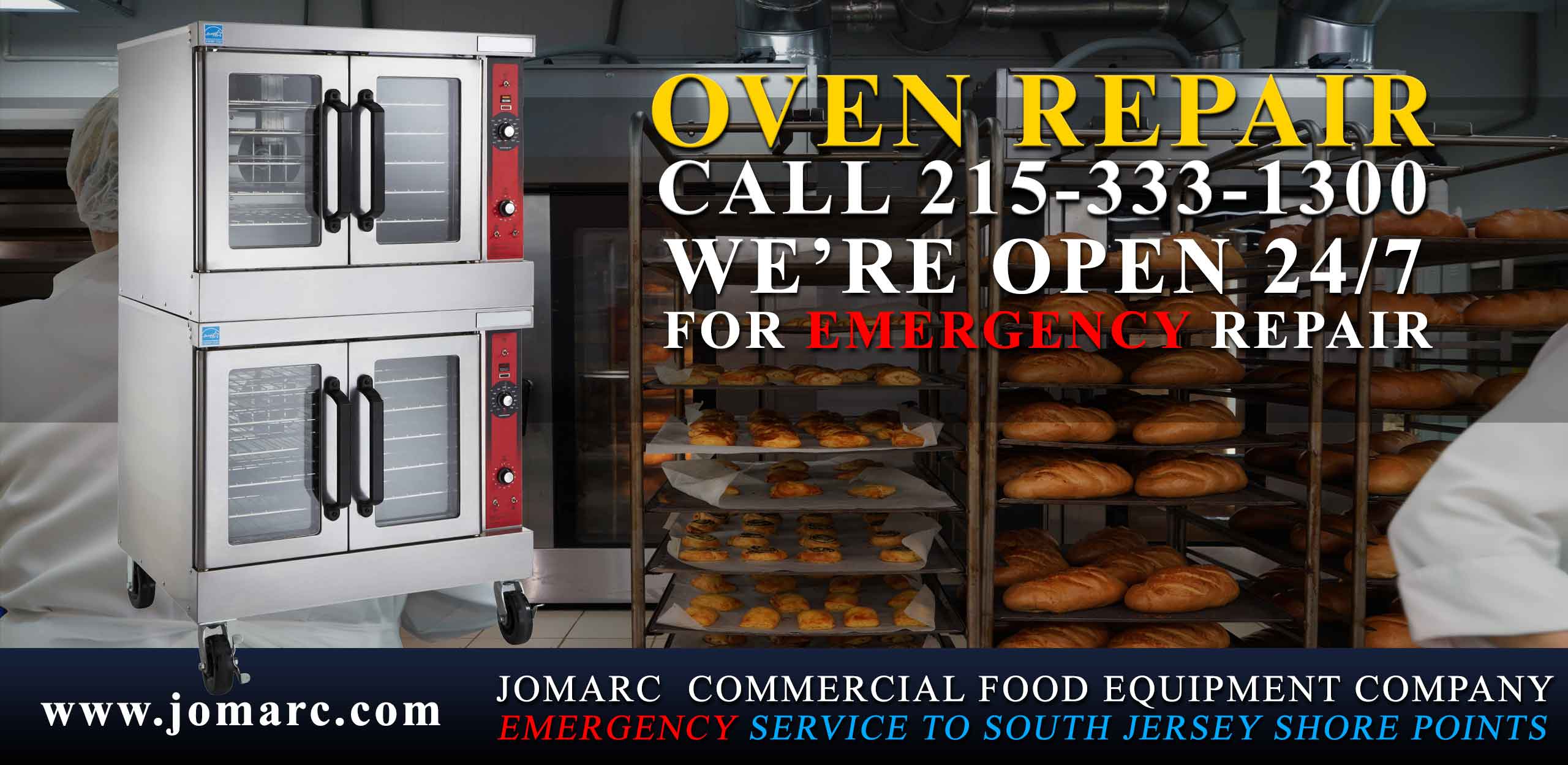 Oven Repair Philadelphia Bucks County Delaware Montgomery Commercial Oven Repair Philadelphia Jomarc services all brands and models of ovens: Convection Countertop Microwave Combination Ovens Conveyor and Impinger Rapid Cook / High Speed Rotisserie Multi-Cook Bakery Cook and Hold Cabinets Indoor Roaster Smoker Microwaves Light Duty Medium Duty Heavy Duty